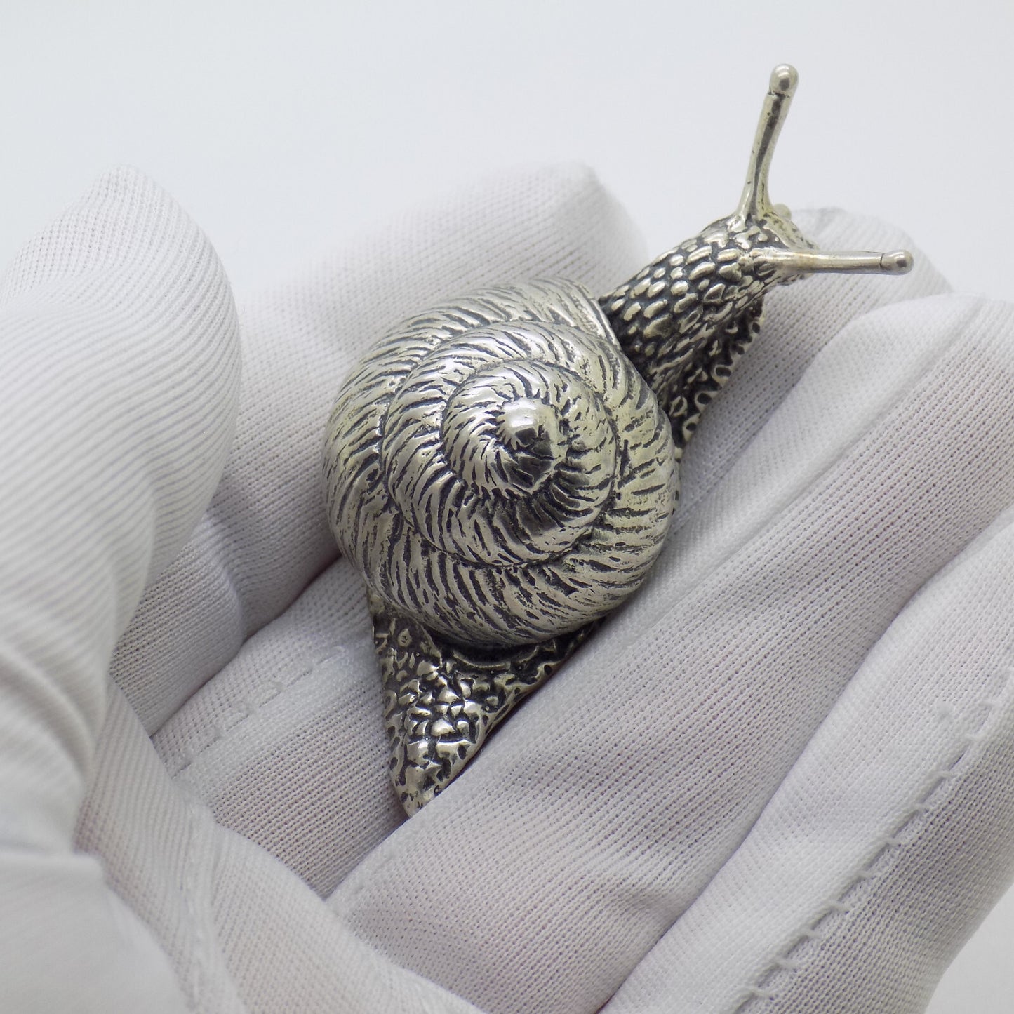 Vintage Italian 800 Silver REAL LIFE Size Snail Figurine Varese Detailed 1980s