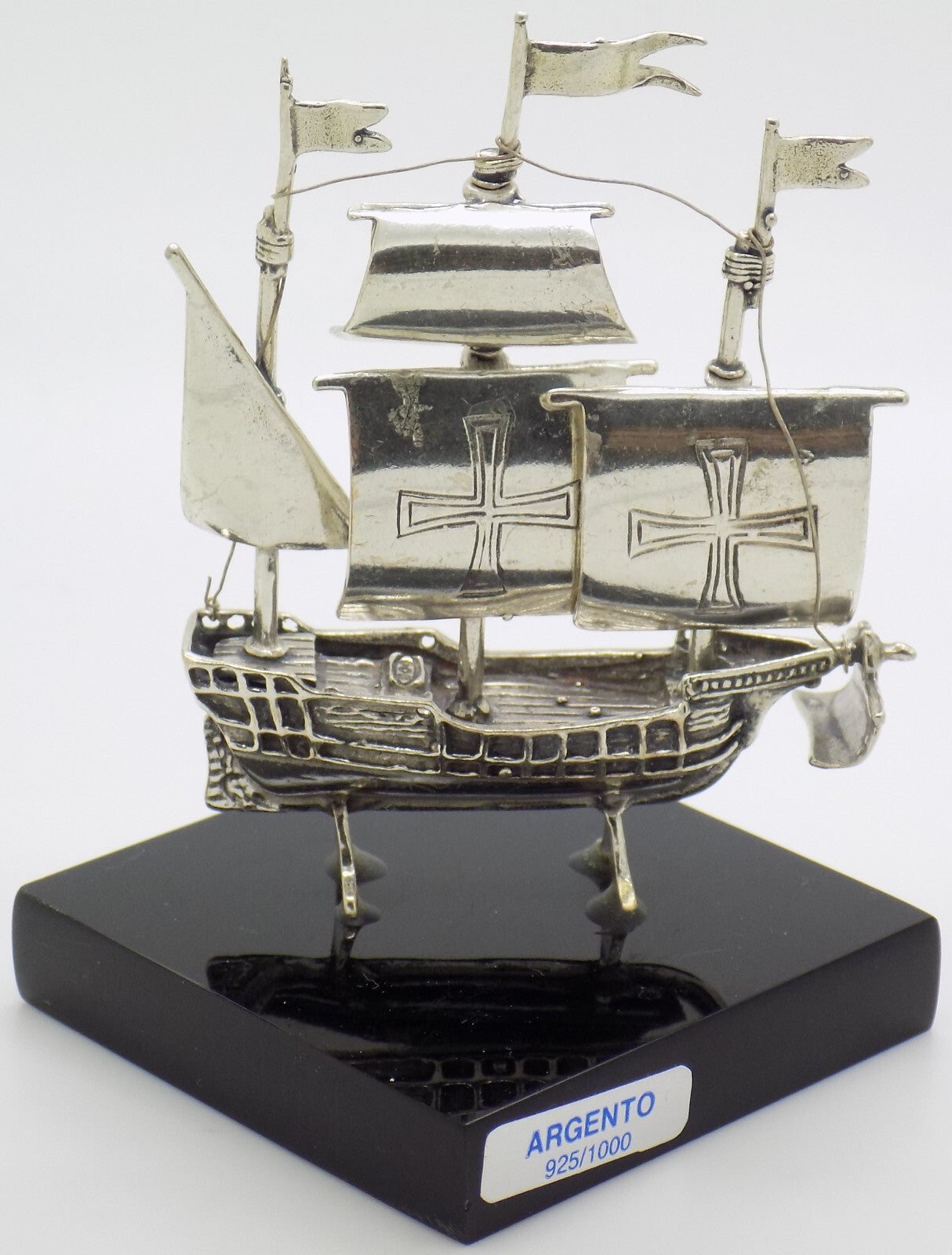 Vintage Italian Handmade Genuine Silver Columbus Caravel Galleon Ship Figurine