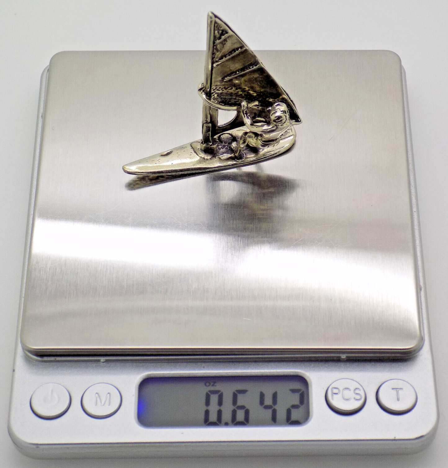 Vintage Italian 800 Silver Windsurfer Miniature Figurine Bari Italy 1980s