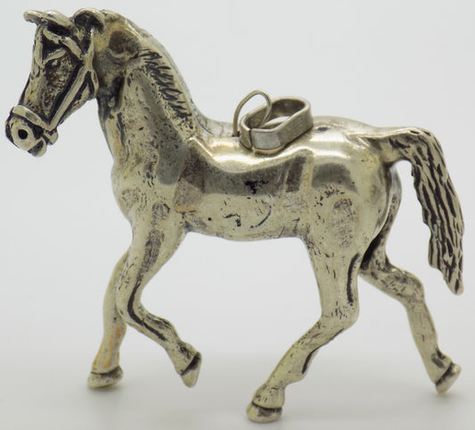 Large Vintage Italian Sterling Silver Horse Pendant Figurine 925 Udine 1970s