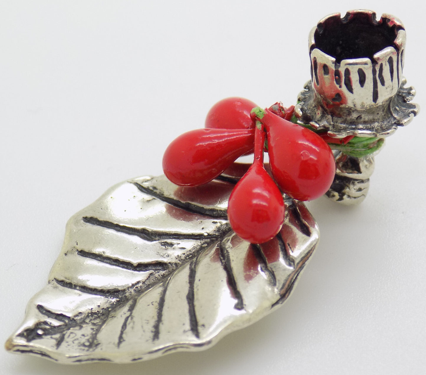 Vintage Italian Handmade Genuine Silver Christmas Candle Holder Miniature