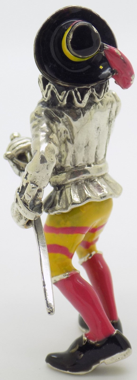 Vintage Italian Silver 800 Angini Enameled Capitan Spaventa Figurine Tuscany