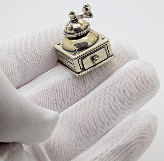Vintage Italian Handmade Genuine Silver 800/000 Grinder RARE Dollhouse Miniature