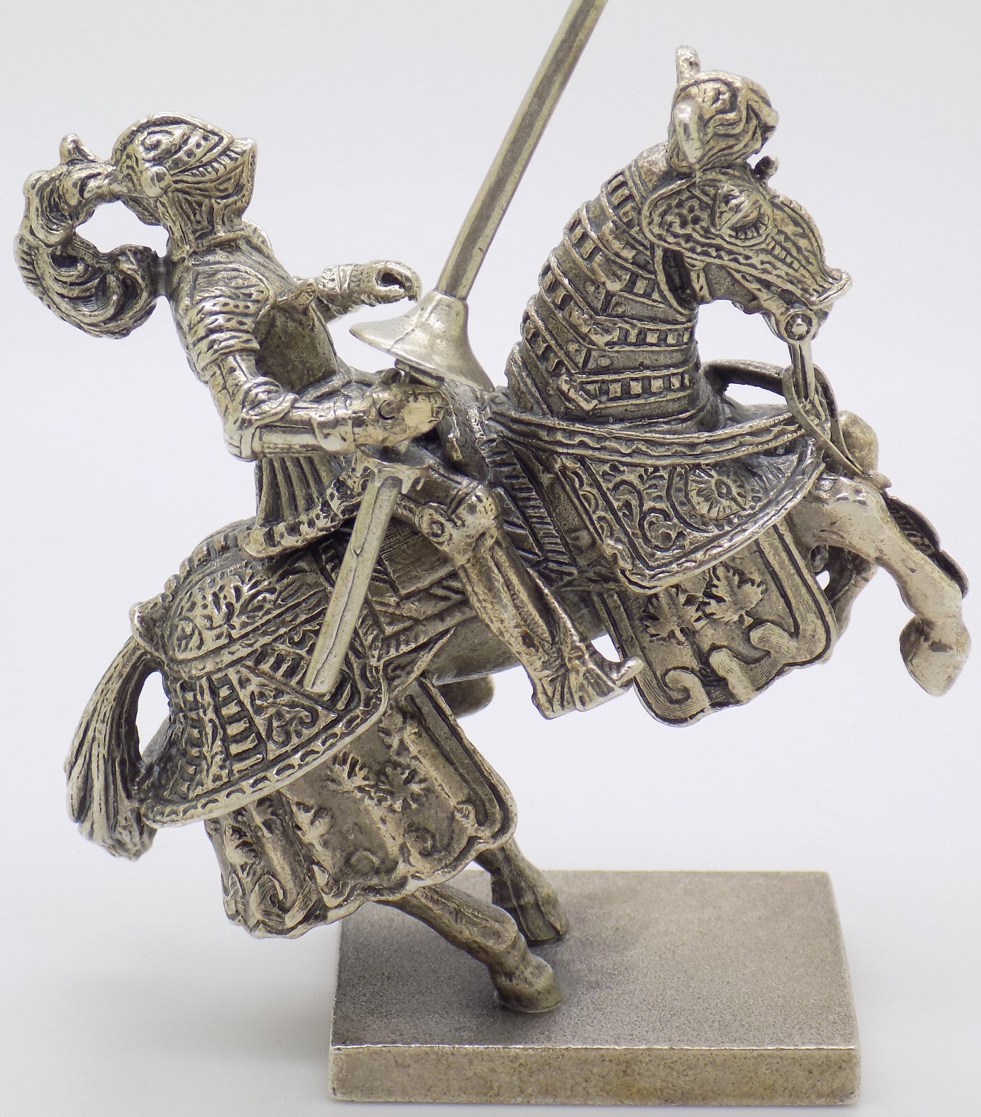 Vintage Italian Handmade Genuine Silver Medieval Jousting Knight Figurine Statue