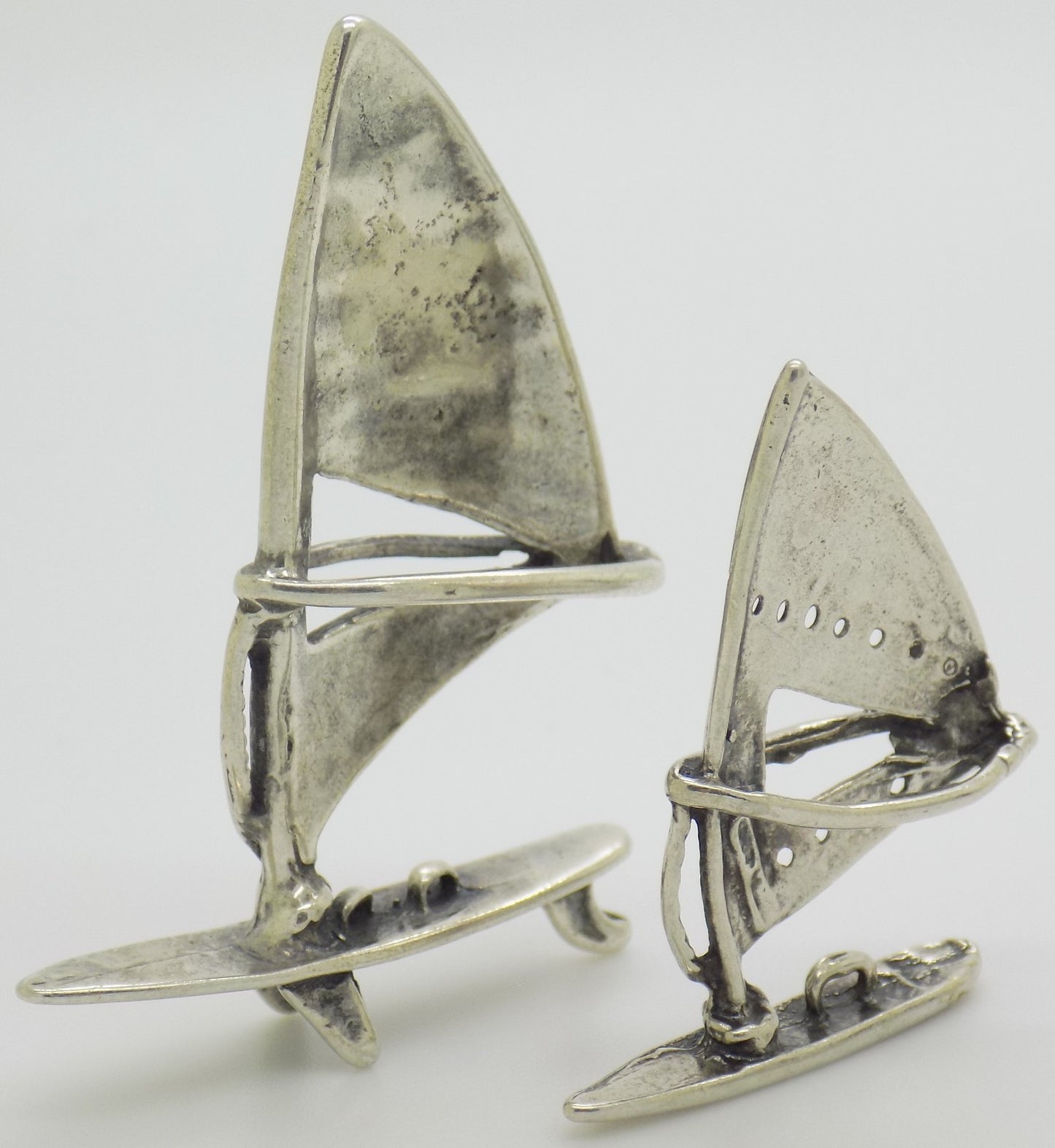 2 x Vintage Italian Handmade Genuine Silver 800 Windsurfs Miniature from Arezzo