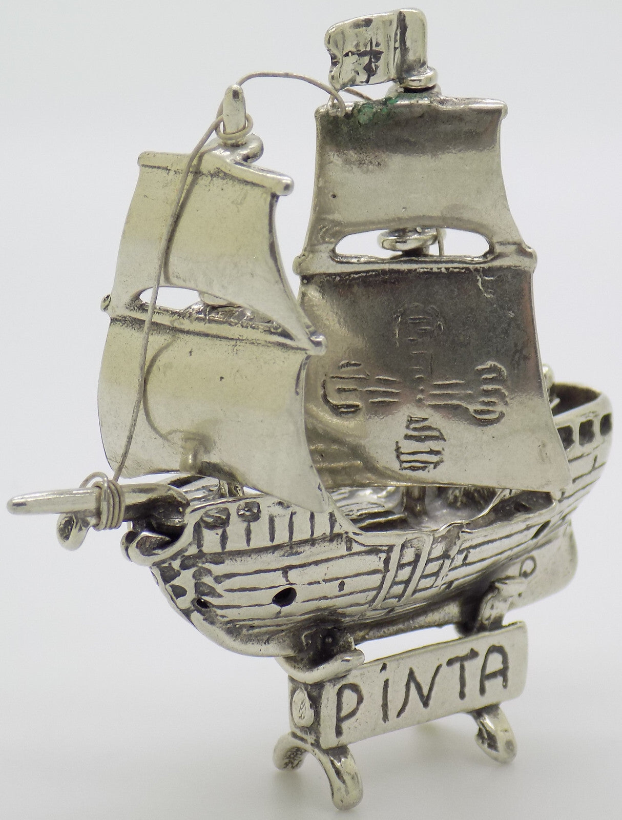 Vintage Italian Handmade Genuine Silver .800 Columbu's Pinta Caravel Figurine