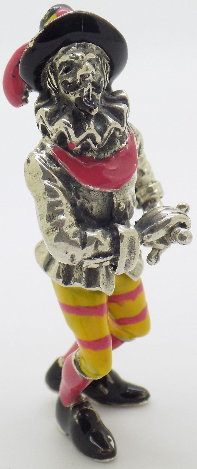 Vintage Italian Silver 800 Angini Enameled Capitan Spaventa Figurine Tuscany