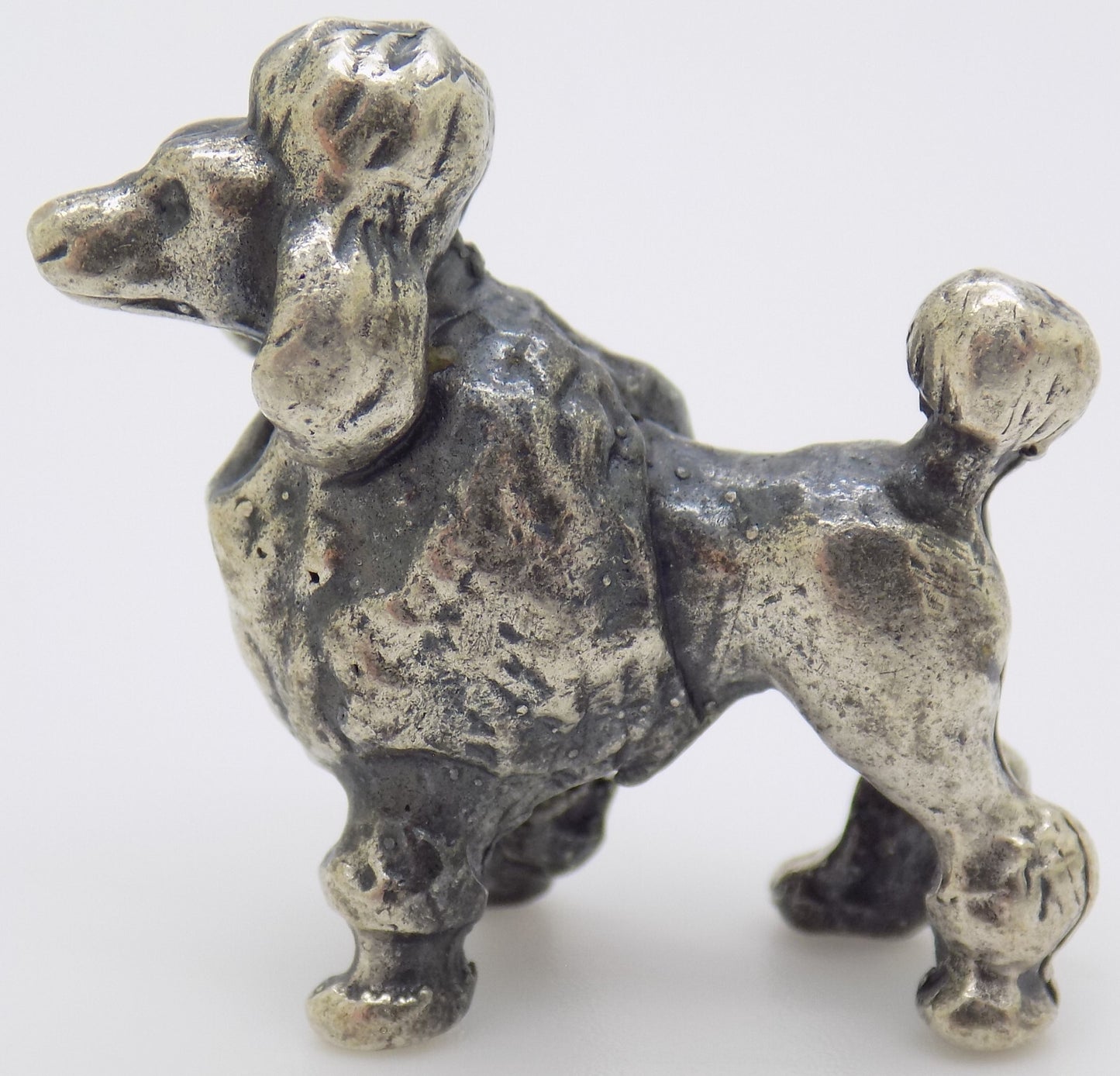 Vintage Italian Handmade Genuine Silver Poodle Dog RARE Dollhouse Miniature