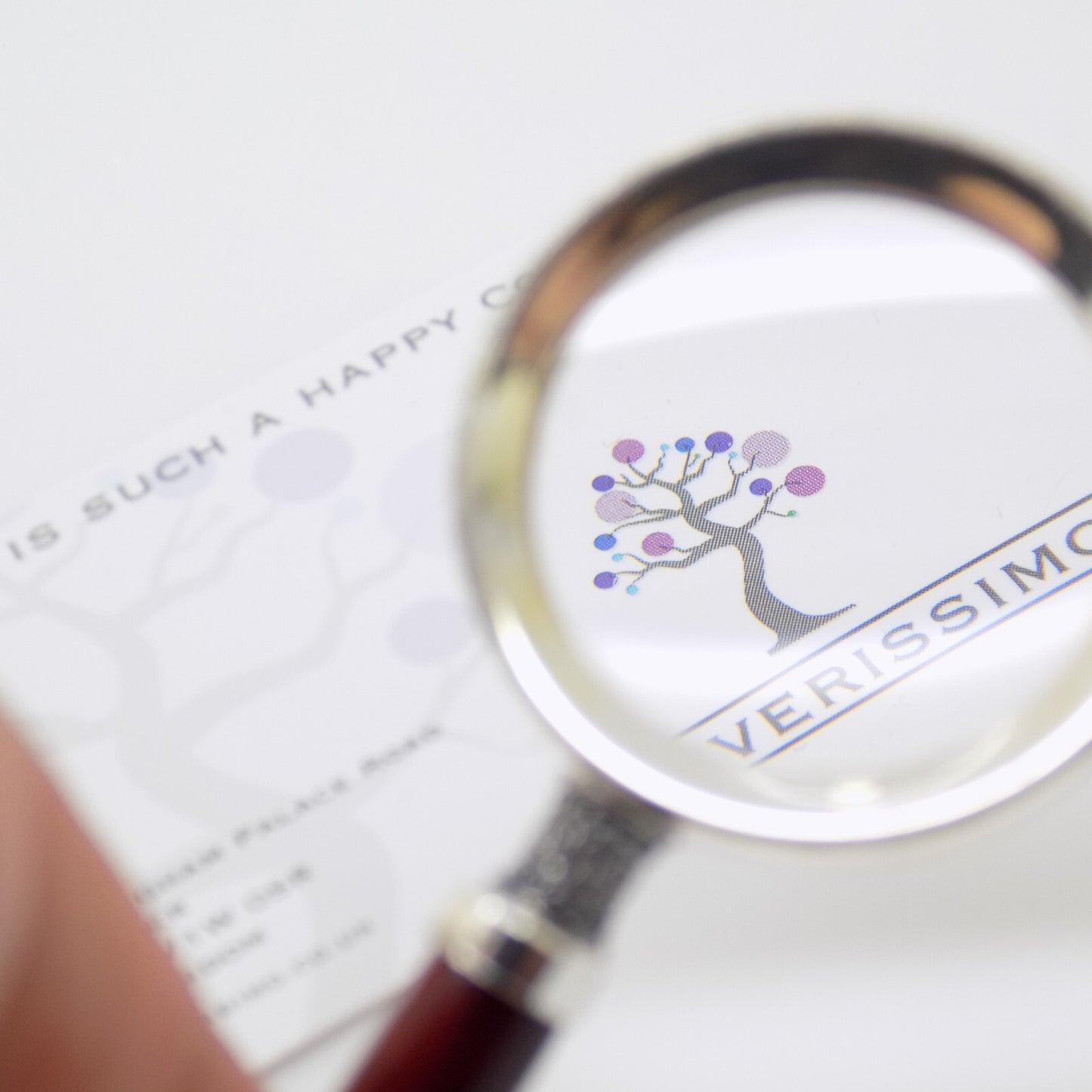 Vintage Italian Handmade Genuine Silver Purse Magnifier with Wooden Handle