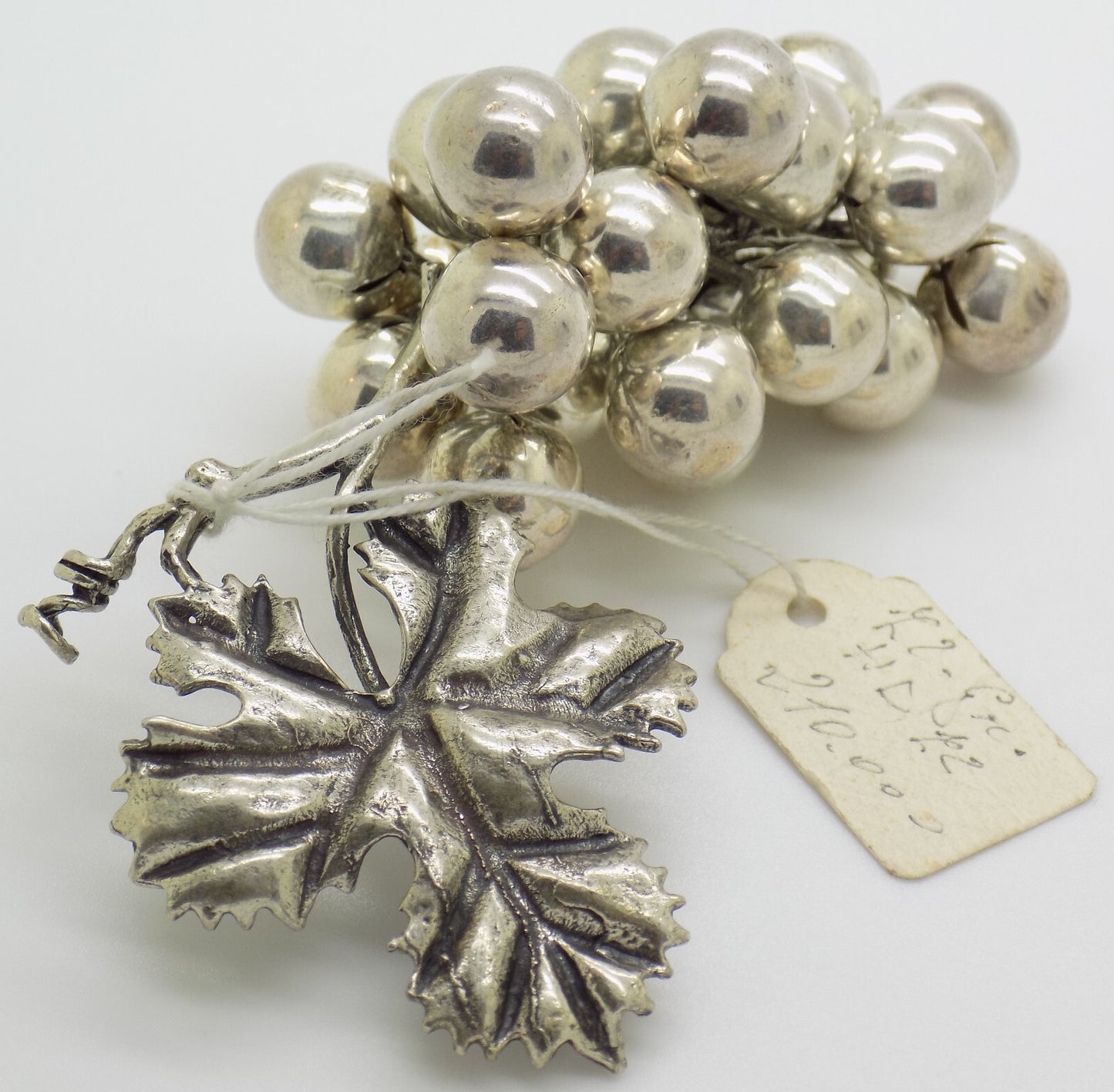 Vintage Italian Handmade Genuine Silver .800 Large Bunch of Grapes Figurine