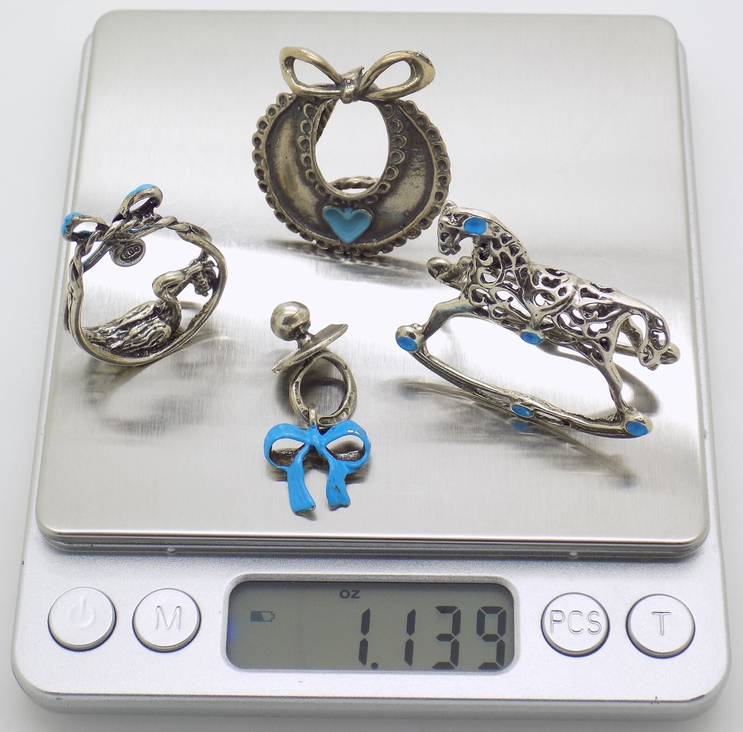 Vintage Italian Handmade Genuine Silver "Its a Boy" Miniature Collection JOB LOT