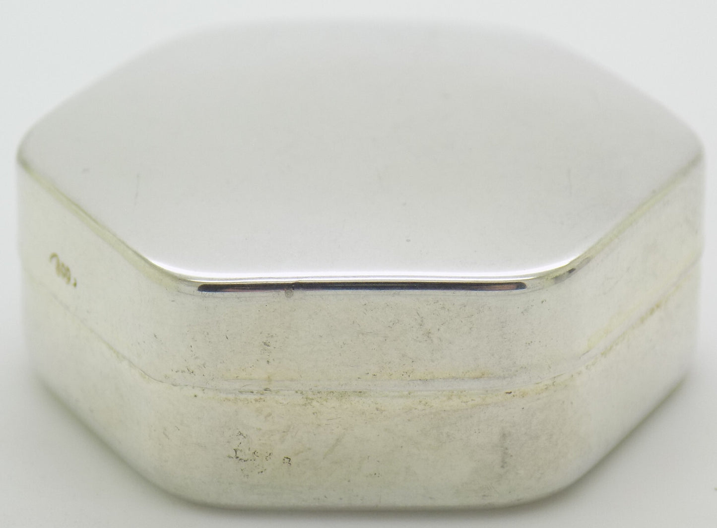 Vintage Italian Handmade Genuine Silver .800 Hexagon Pill Snuff Trinket Box