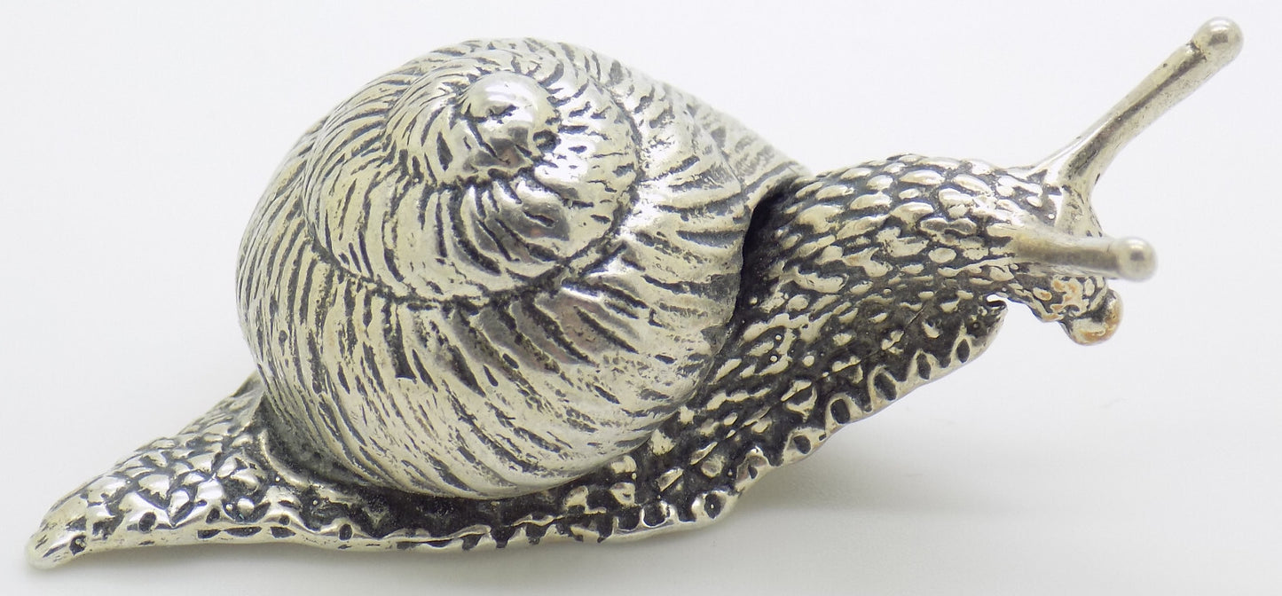 Vintage Italian 800 Silver REAL LIFE Size Snail Figurine Varese Detailed 1980s