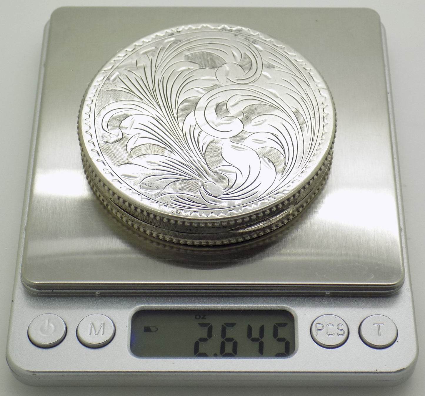 Vintage Italian Handmade 800 Silver Powder Compact Chiseled Handmade Firenze