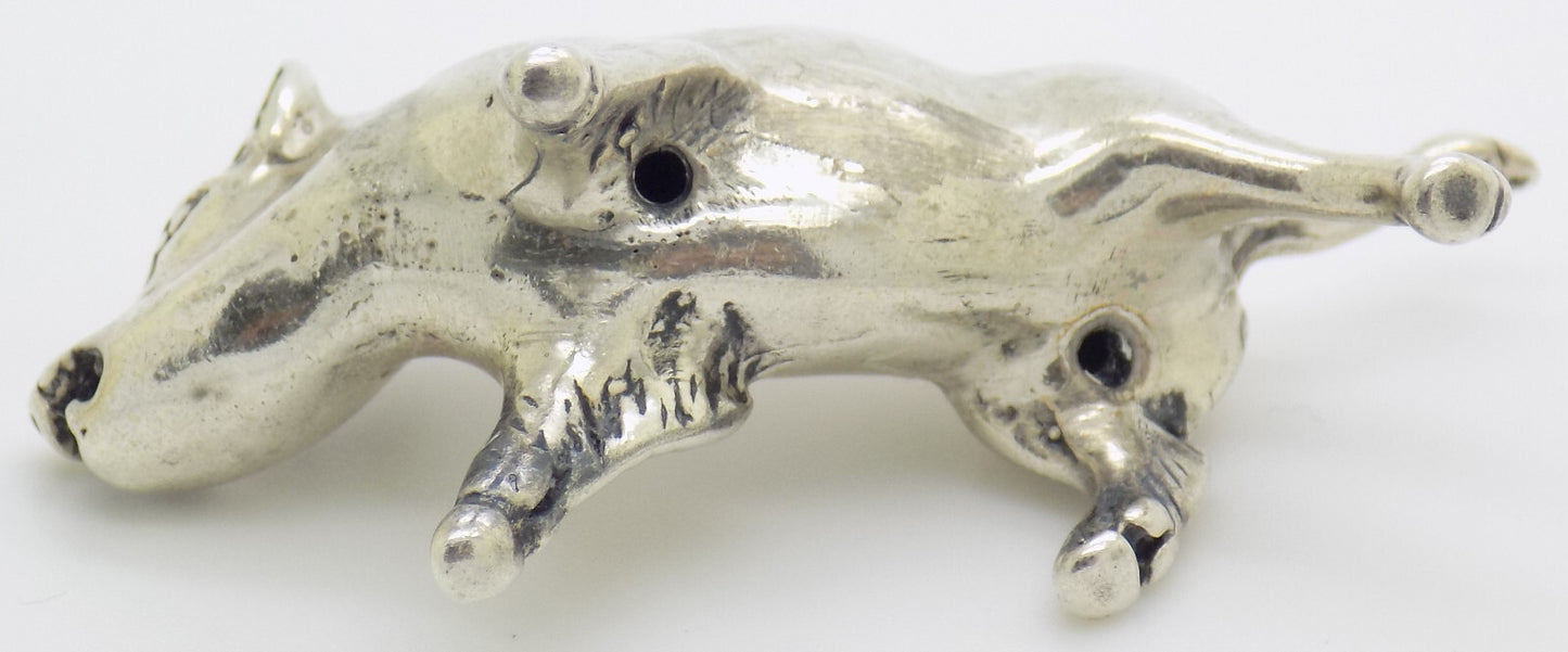 Vintage Italian Silver Boar Figurine Handmade 1970s Miniature Animal Art