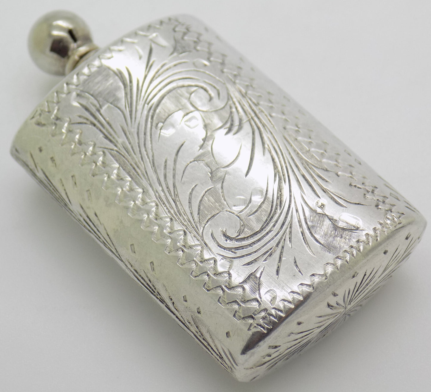 Vintage Italian Handmade Genuine Silver .800 Chiseled Perfume Purse Bottle