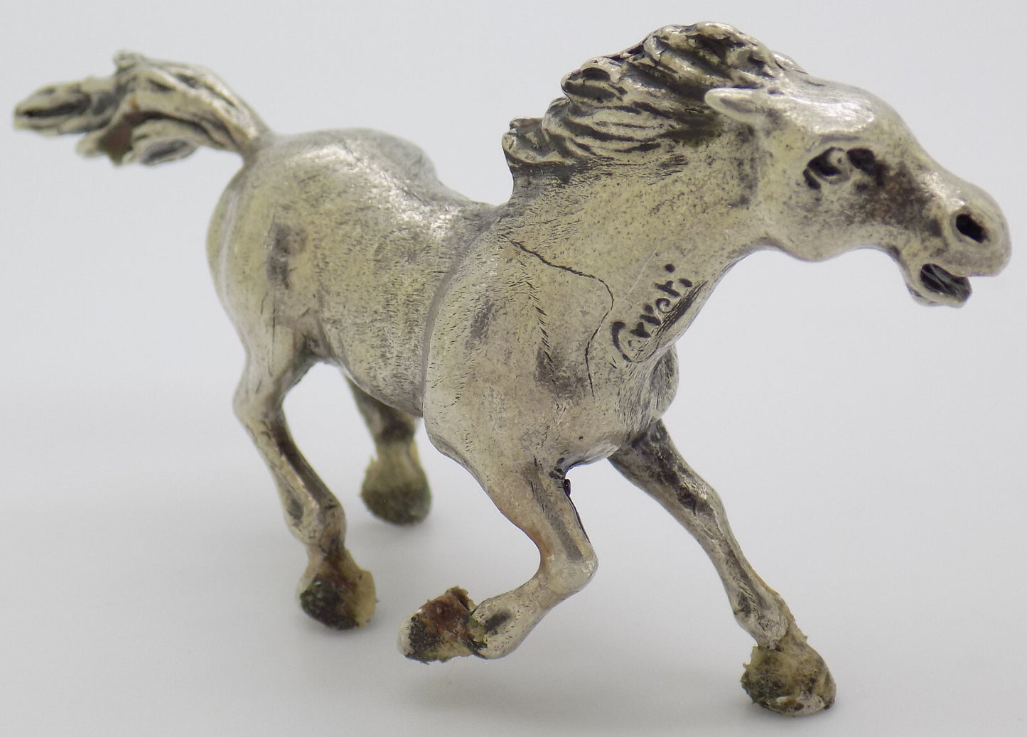 Vintage Italian Handmade Genuine Silver .800 Galloping Horse Figurine Miniature
