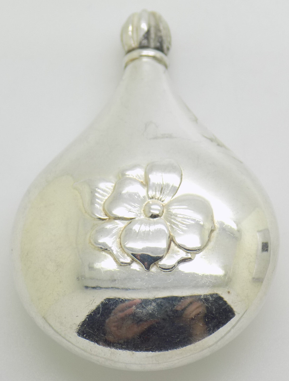 Vintage Italian Handmade Genuine Silver .800 Teardrop Shaped Perfume Bottle