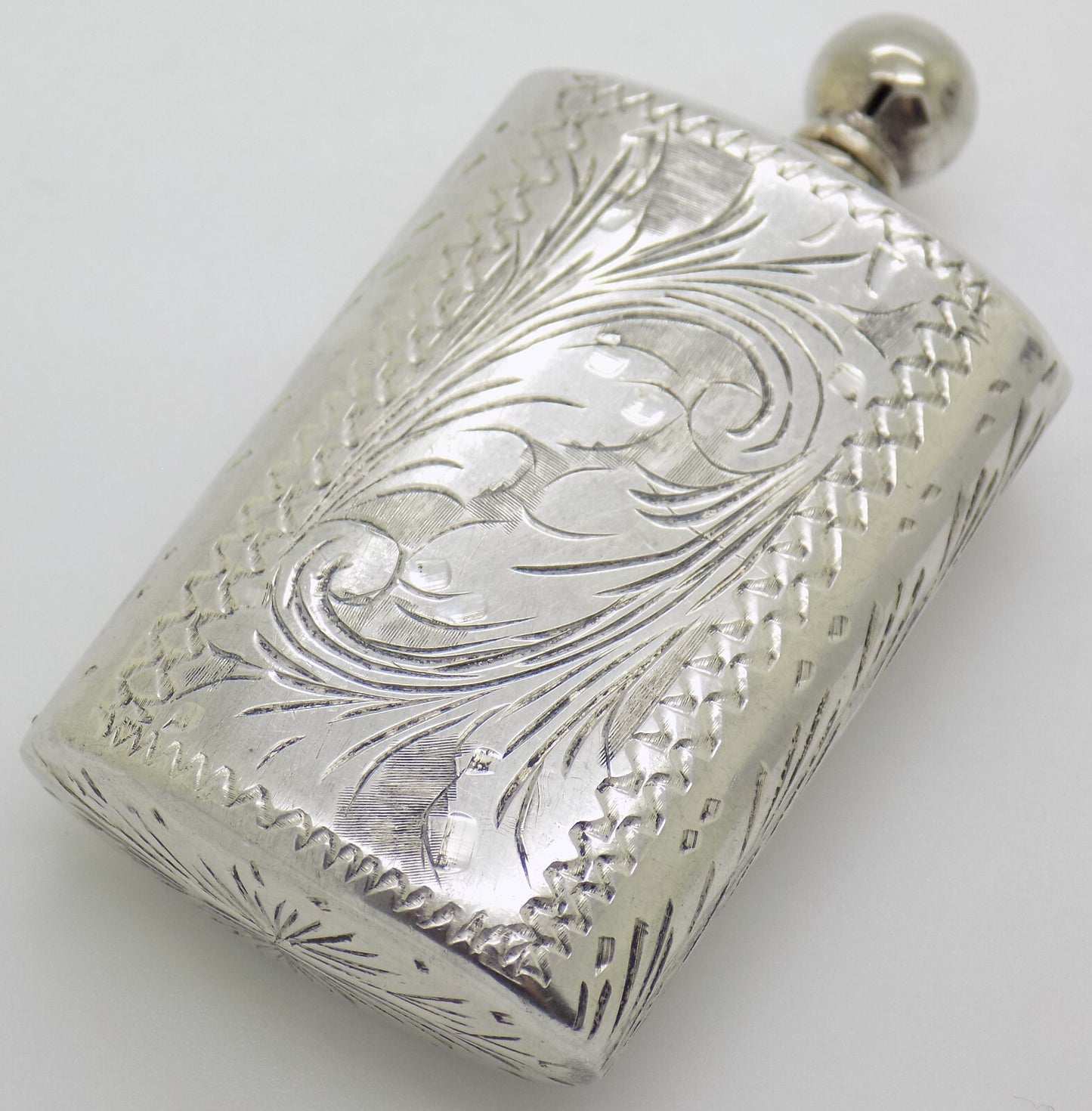 Vintage Italian Handmade Genuine Silver .800 Chiseled Perfume Purse Bottle