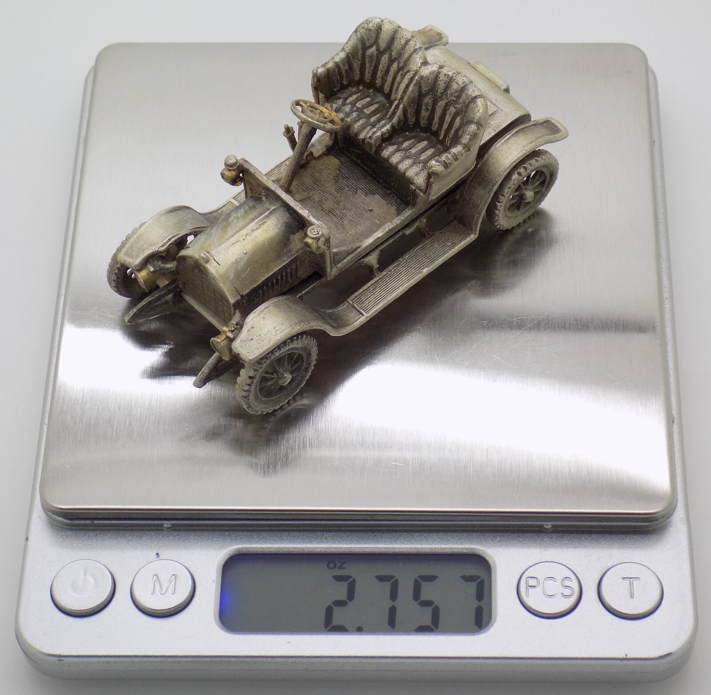 Vintage Italian Silver 800 Opel Coupe 1909 Figurine Handcrafted 1960s 1970s