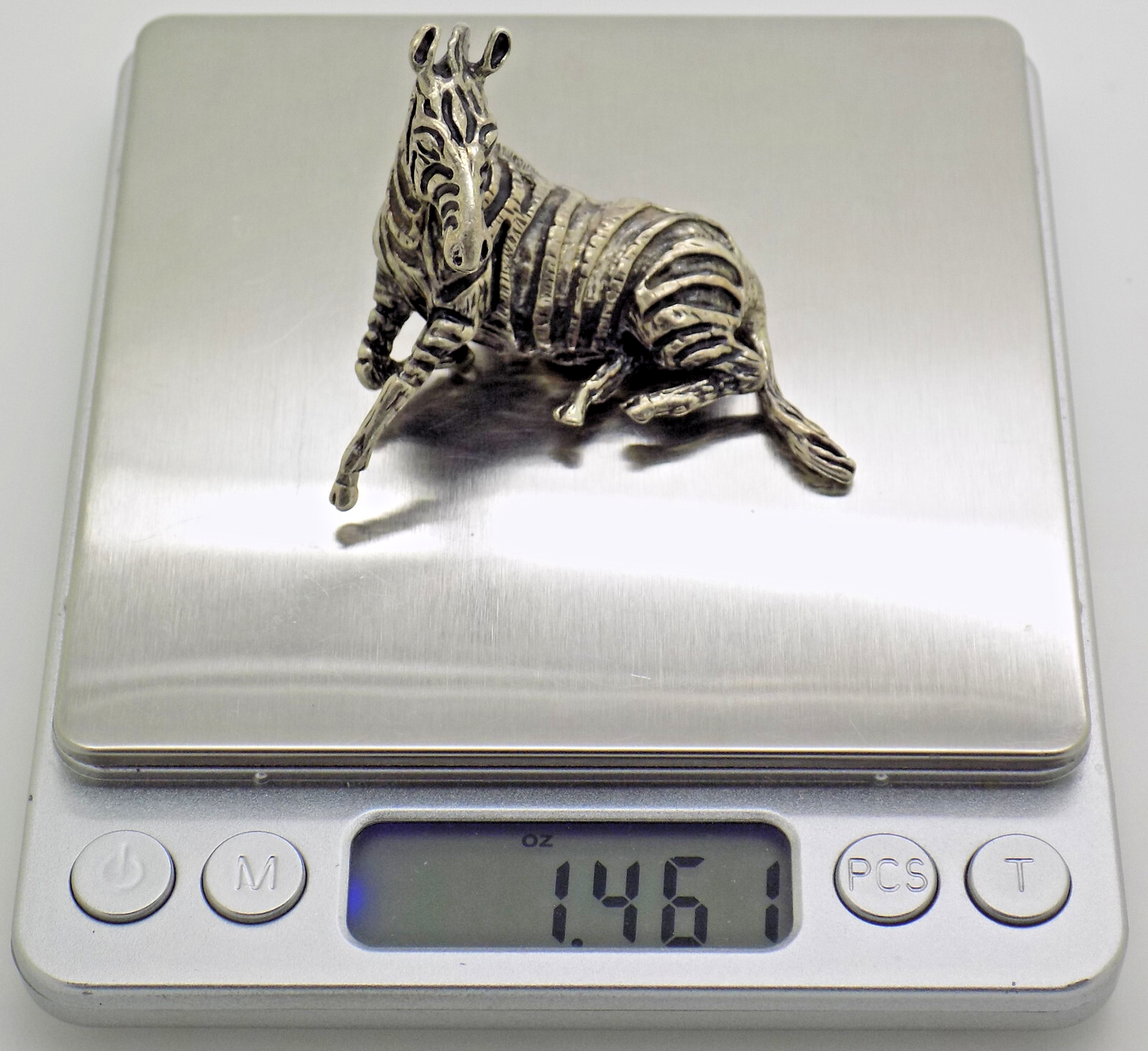 Vintage Italian Handmade Genuine Silver .800 Sitting Zebra Detailed Figurine