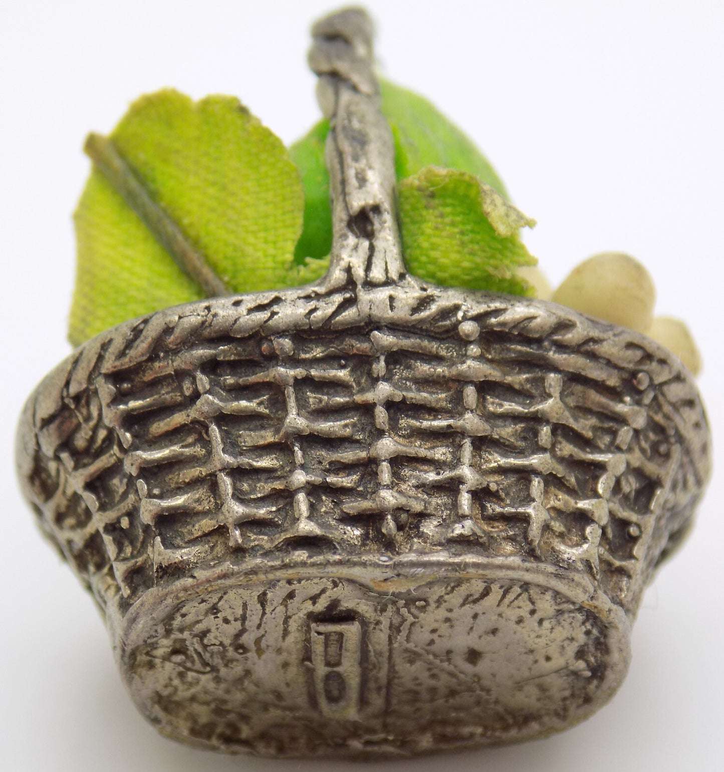 Vintage Italian Silver Dollhouse Fruit Basket Figurine Arezzo 1970s 1980s 14gr