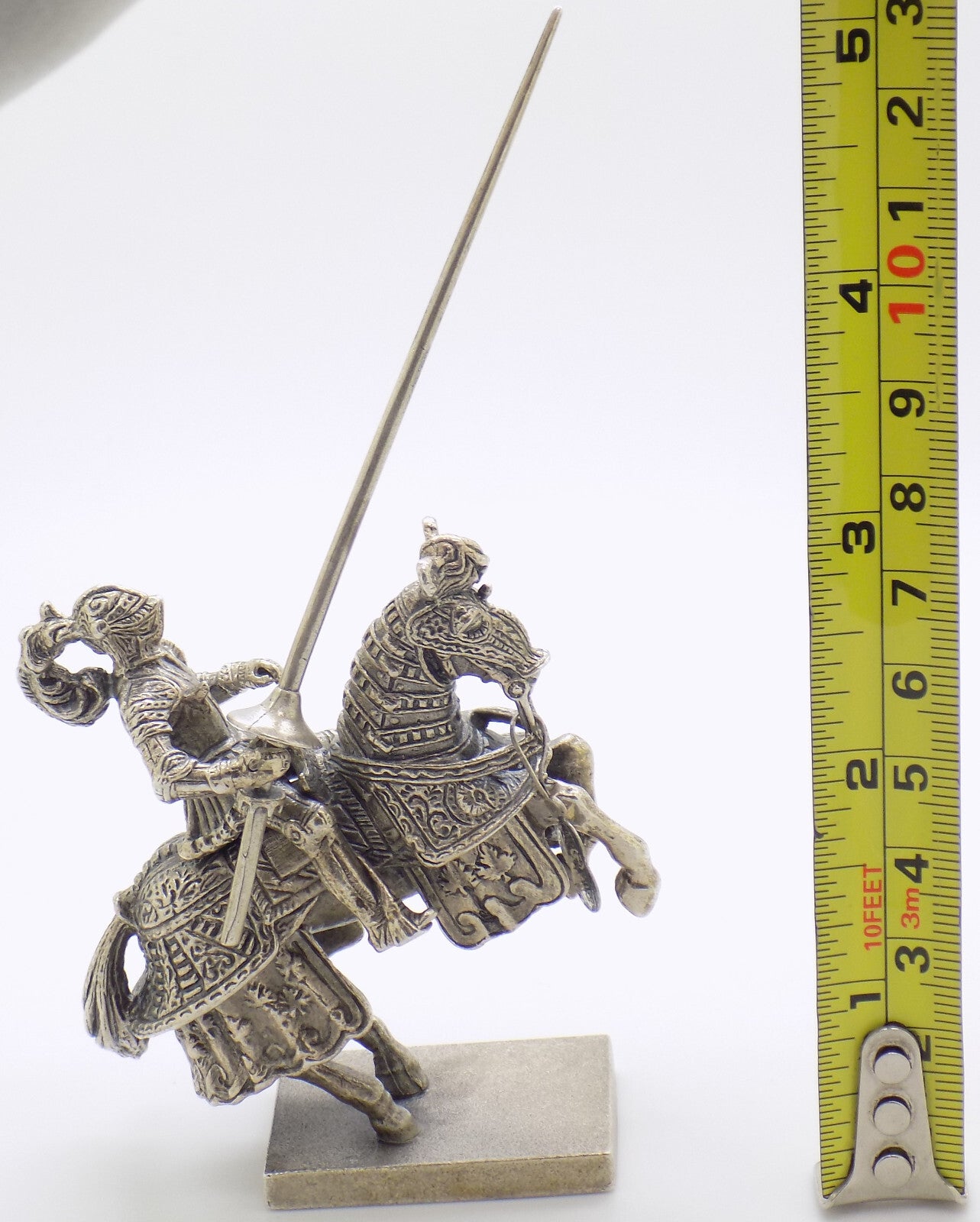 Vintage Italian Handmade Genuine Silver Medieval Jousting Knight Figurine Statue