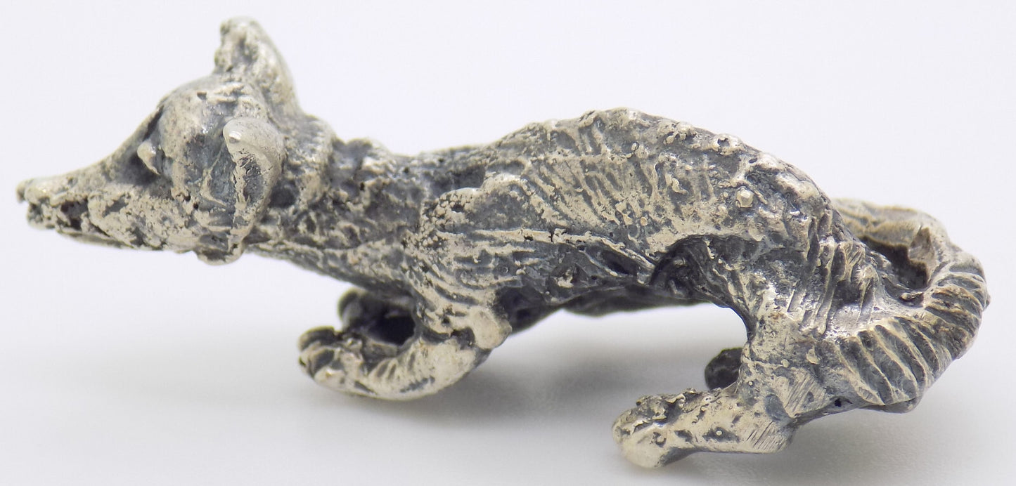 Vintage Italian Handmade Genuine Silver .800 Weasel Rare Figurine Miniature