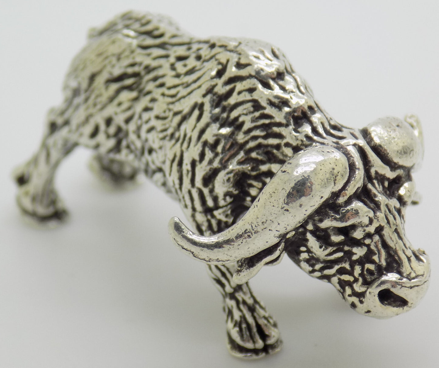 Vintage Italian Handmade Genuine Silver .800 Buffalo Detailed Figurine Statue