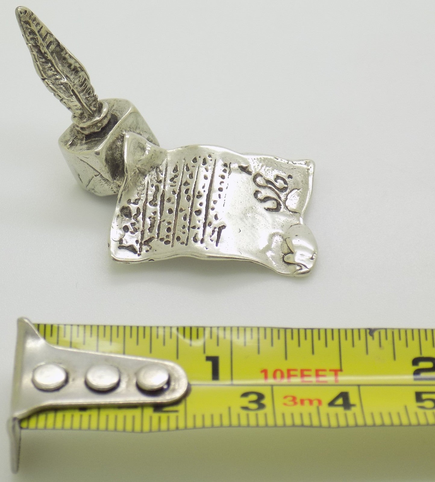 Vintage Italian Handmade Silver 800 Pen & Paper Dollhouse Miniature Figurine