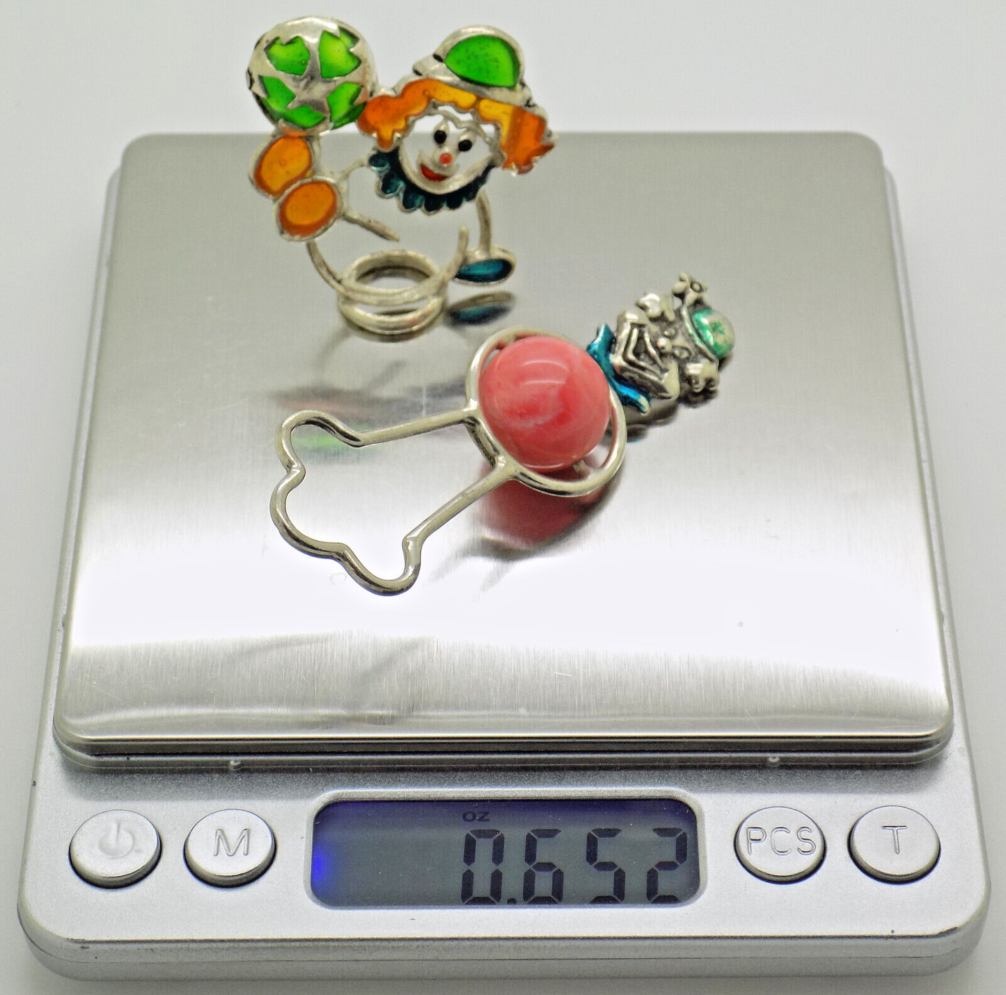 Vintage Italian Handmade Genuine Silver .800 Clown Themed Figurines Miniatures