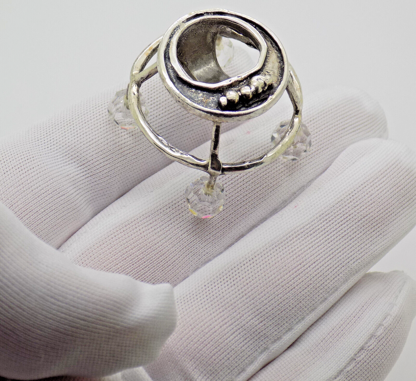 Vintage Italian Silver & Crystals Baby Walker Dollhouse Miniature 1970s 1980 13g