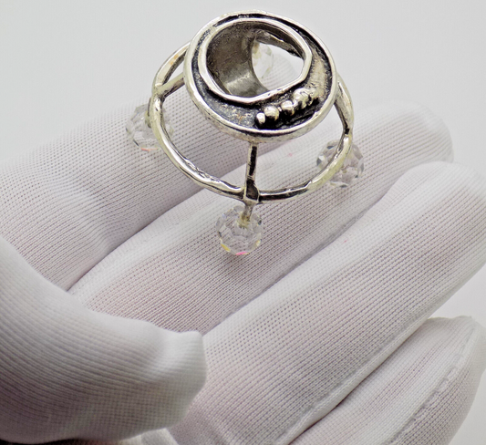 Vintage Italian Silver & Crystals Baby Walker Dollhouse Miniature 1970s 1980 13g