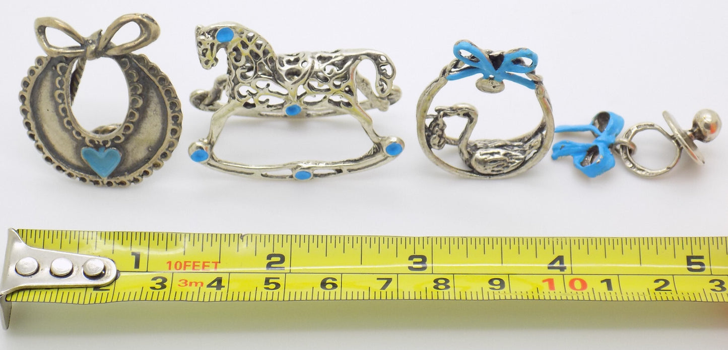 Vintage Italian Handmade Genuine Silver "Its a Boy" Miniature Collection JOB LOT