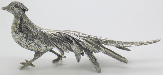 Vintage Italian Genuine Silver 800 Pheasant Figurine Large Detailed Mid Century