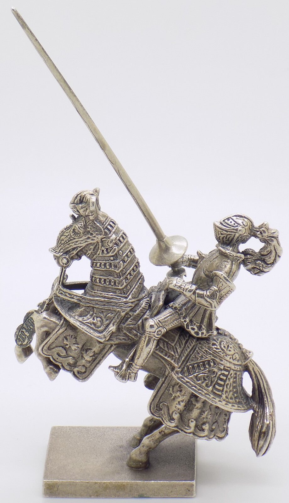 Vintage Italian Handmade Genuine Silver Medieval Jousting Knight Figurine Statue