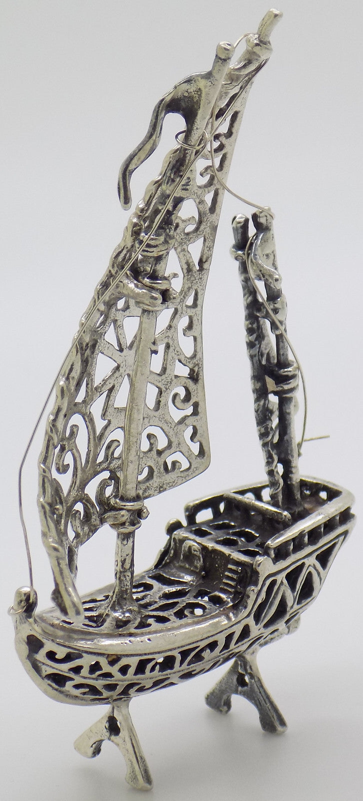 Vintage Italian Handmade Genuine Silver .800 Crusader Ship Malta Cross Figurine