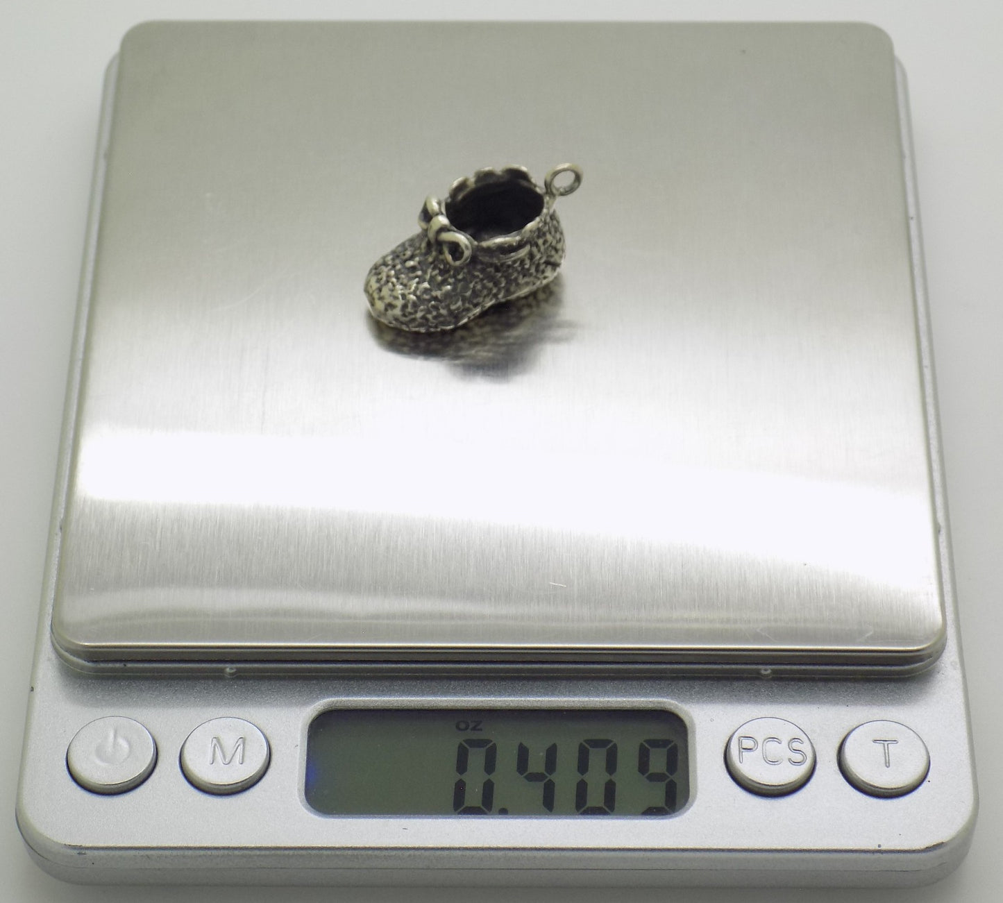 Vintage Italian Sterling Silver Newborn Shoe Miniature Pendant Handmade 925 Gift