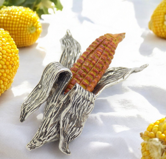 Vintage Italian Handmade Genuine Silver Corncob Ear of Corn Figurine Miniature