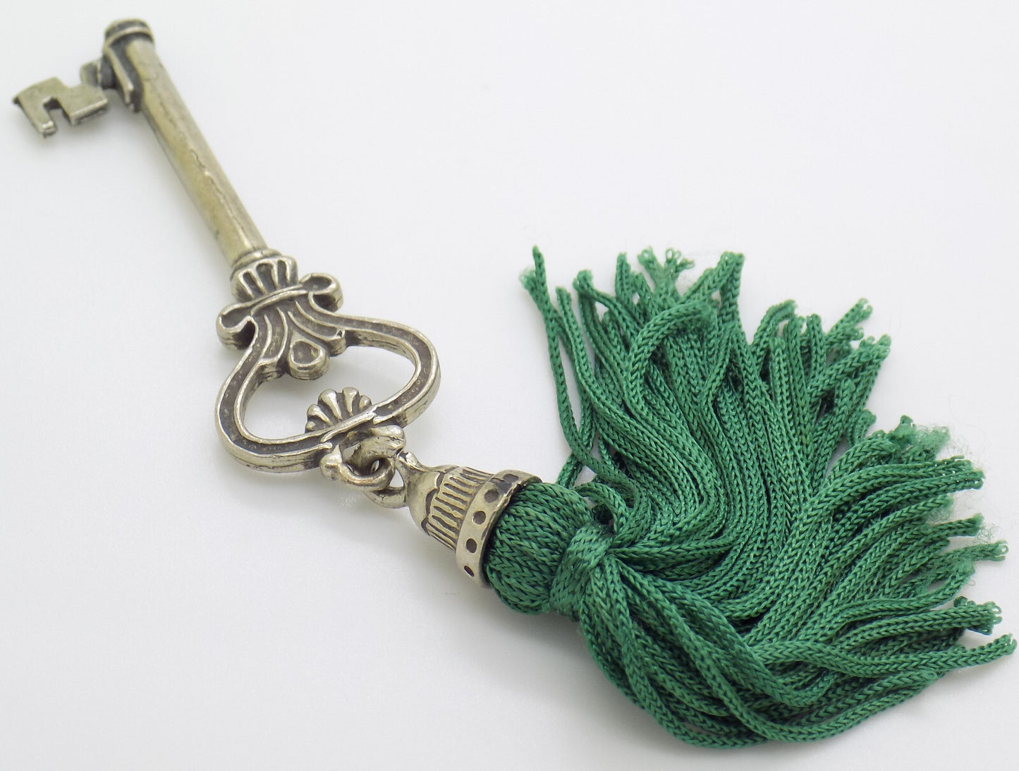 Vintage Italian Handmade Genuine Silver LIFE SIZE Secret Drawer Key w/t Tassel