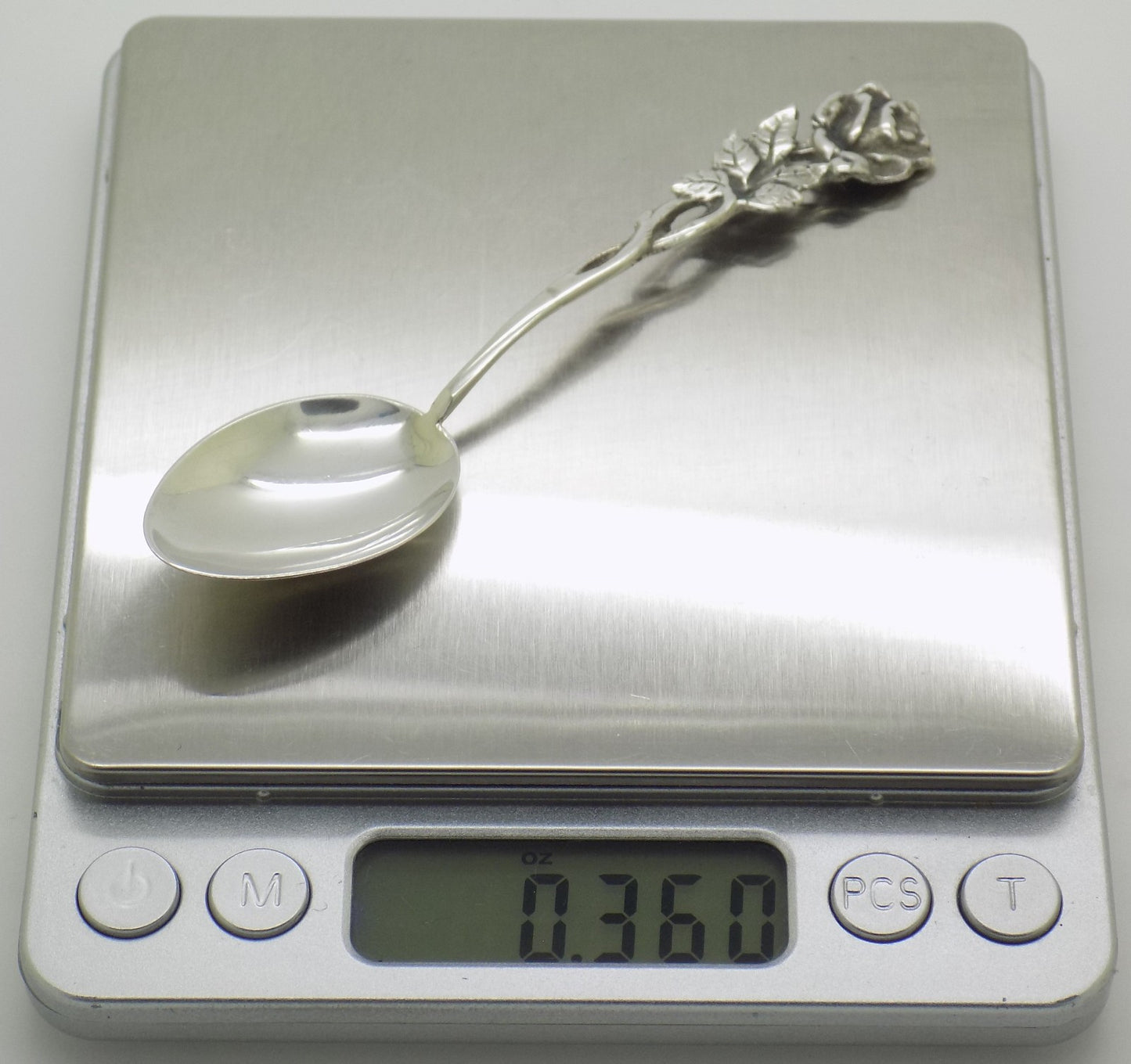 Vintage Swedish Solid Silver Rose Handle Sugar Spoon Tre Kronor Hallmark 1969