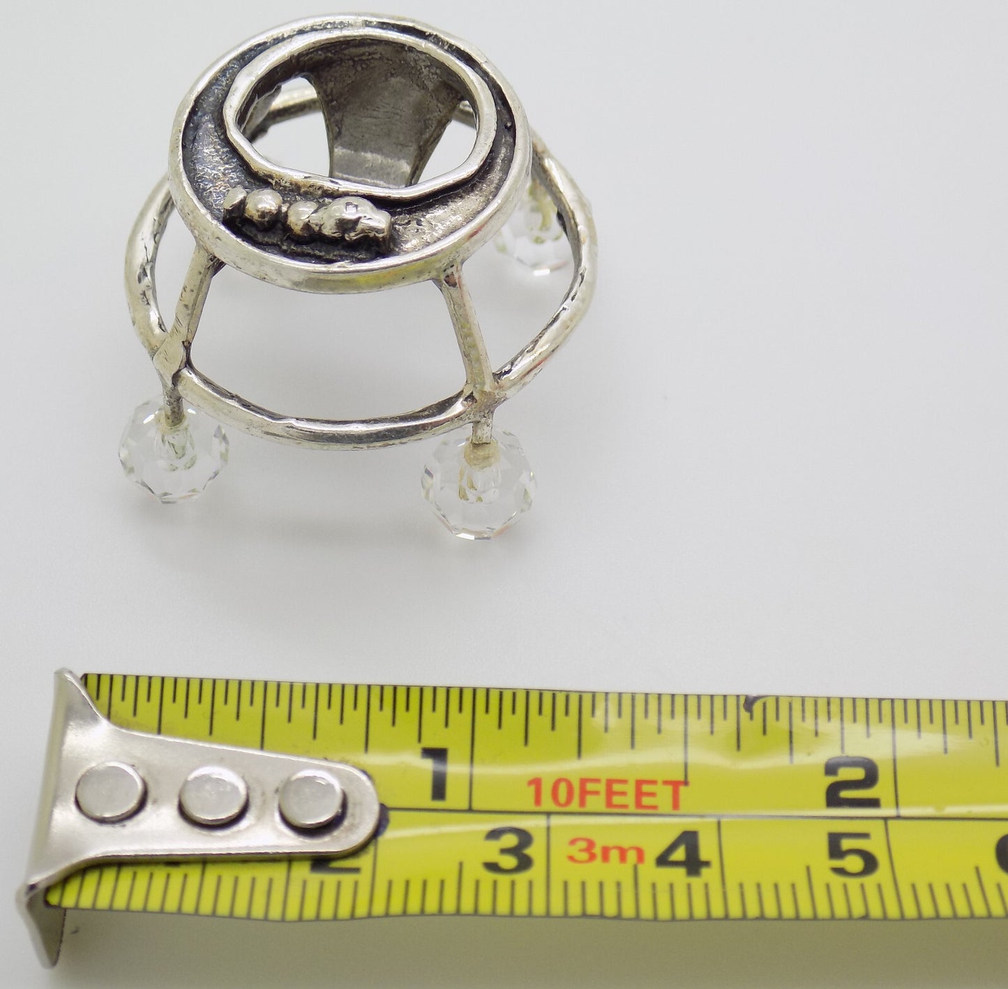 Vintage Italian Silver & Crystals Baby Walker Dollhouse Miniature 1970s 1980 13g