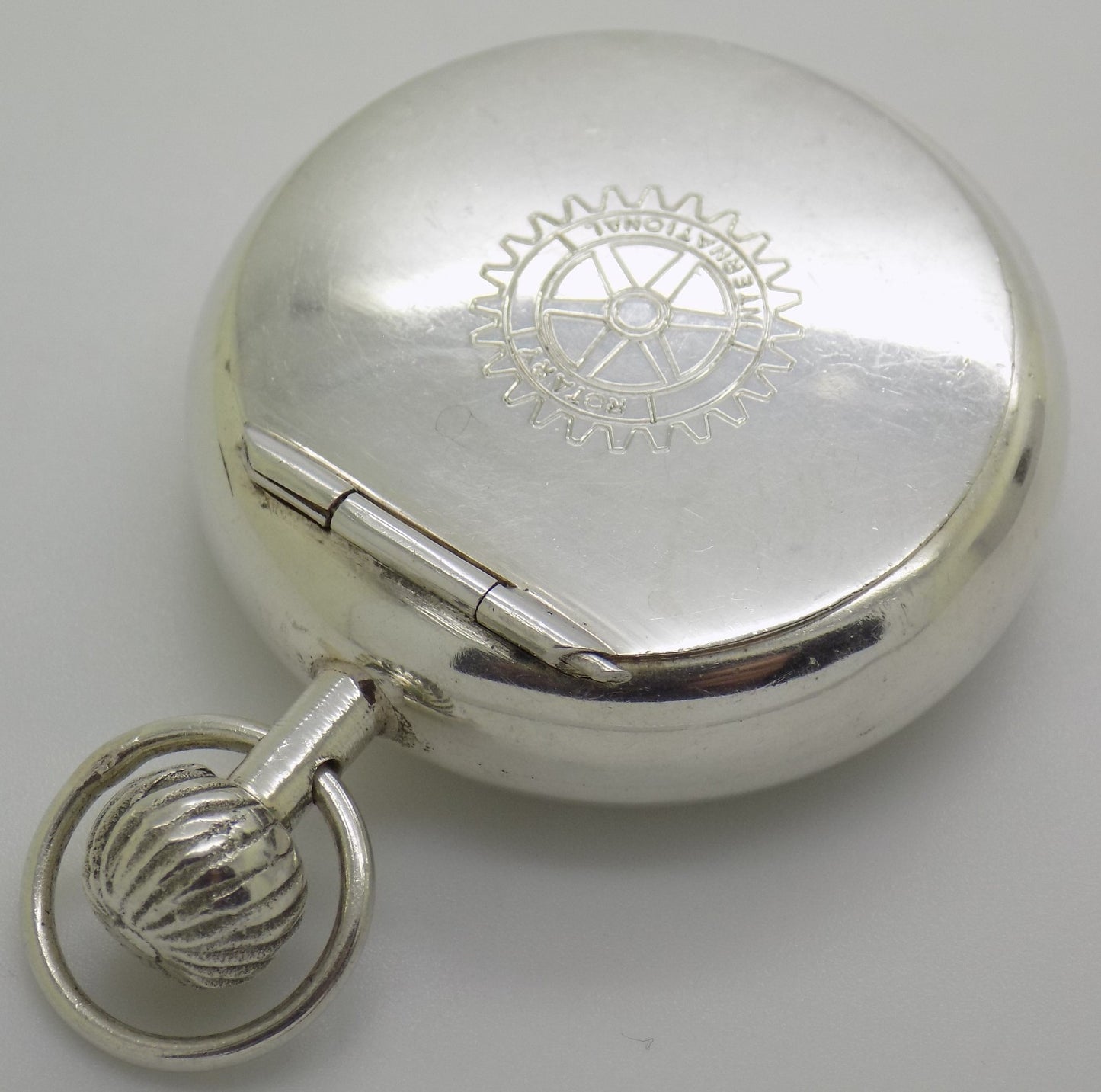 Vintage Handmade Italian 800 Silver Rotary International Club Pill Snuff Box