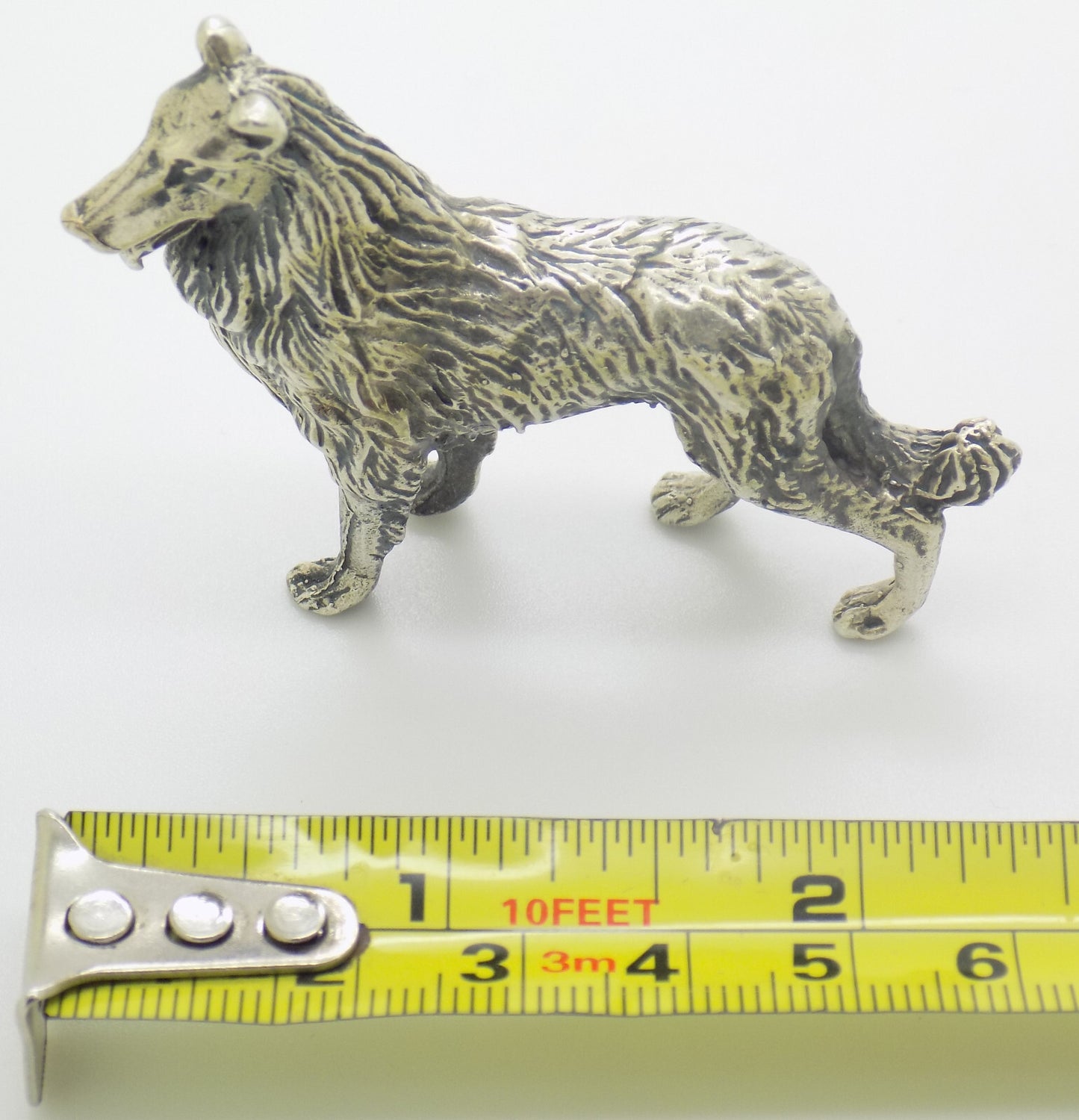 Vintage Italian 800 Silver Collie Dog Rare Figurine Large Arezzo Tuscany 1970s