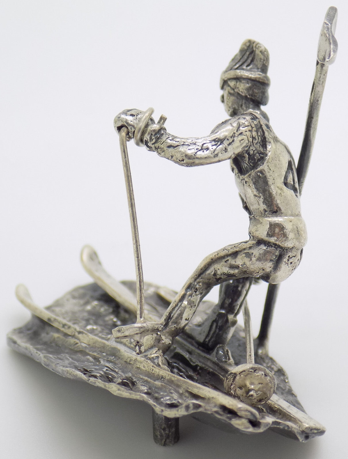 Vintage Italian Handmade Sterling Silver 925 Detailed Slalom Skier RARE Figurine