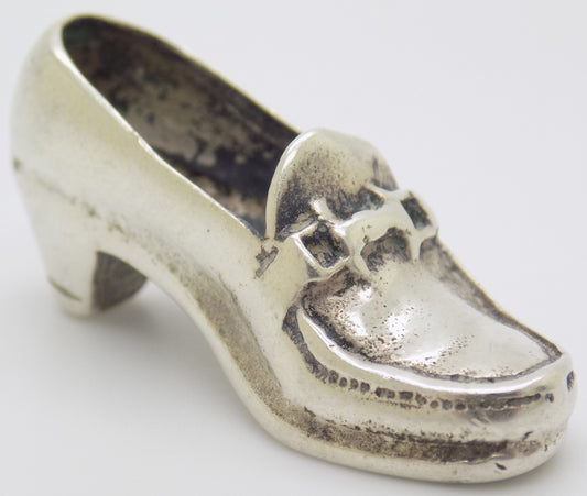 Vintage Italian Silver Woman Shoe Figurine Handmade Miniature 800 Silver Collect