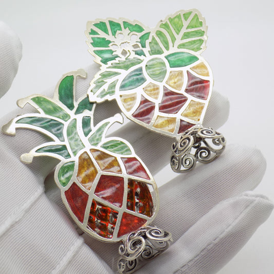 Vintage Italian Handmade Sterling Silver 925 Table Place Fruit Card Holders