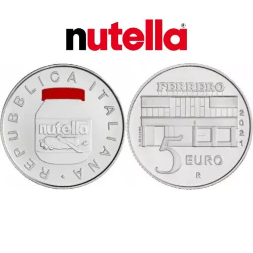 €5 2021 Italy Nutella ® Sterling Silver 925 Coin Red Version Italian Excellence