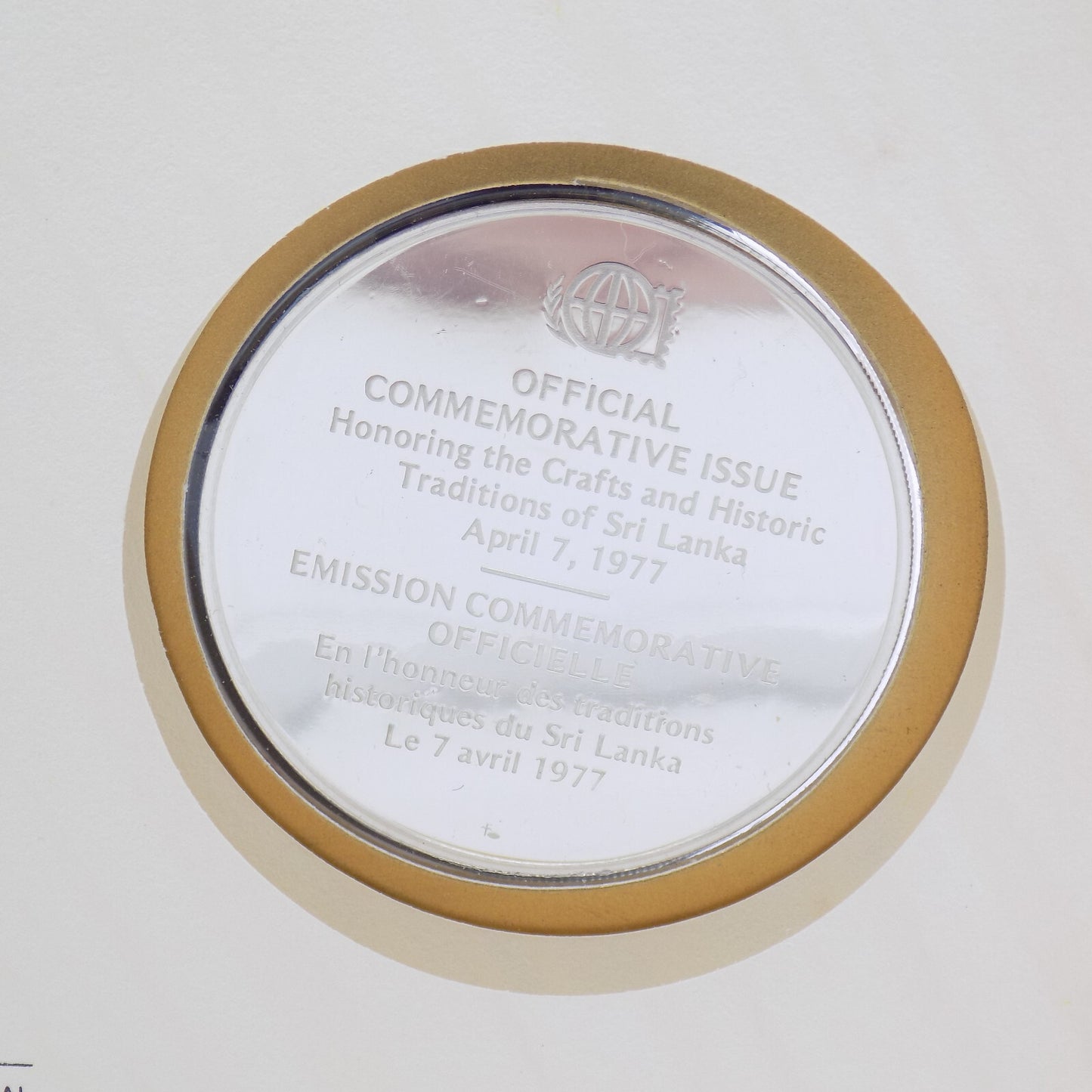 1976 Int'l Society of Postmasters Traditions of Ski Lanka Sterling Silver Medal