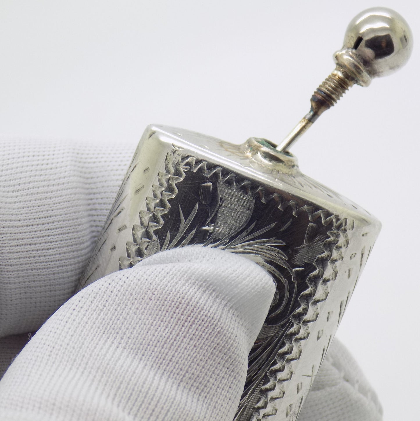 Vintage Italian Handmade Genuine Silver .800 Chiseled Perfume Purse Bottle